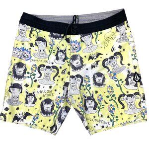 Volcom Swim Shorts Mens 38 Trunks Surf Vitals Ozzy Stoneys Spirit Animal Board
